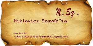 Miklovicz Szavéta névjegykártya